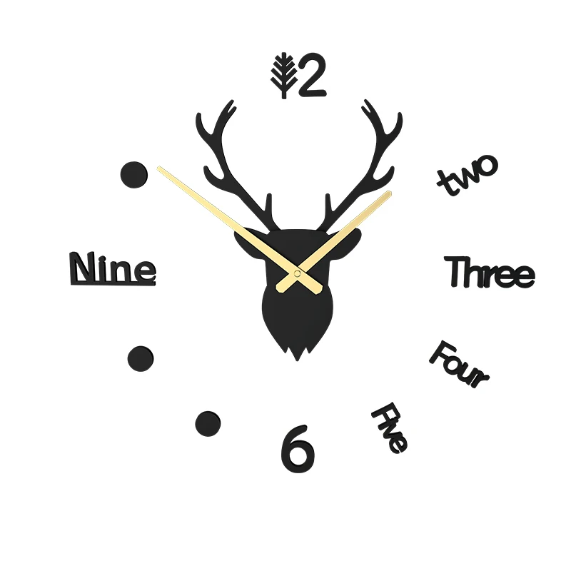 Скандинавские настенные часы Diy наклейки с головой оленя креативные украшения