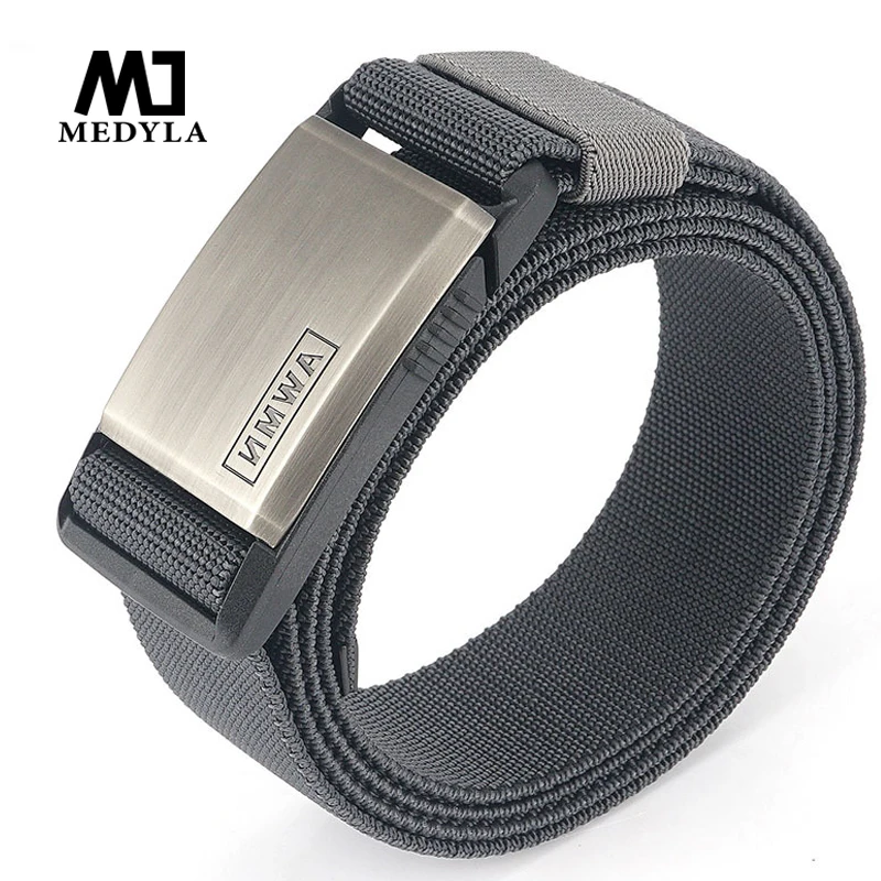 Medyla Men's Belt Metal Nylon Magnetic Buckle Tactical Belt Fashion Casual Men Elastic Belt MN1007S
