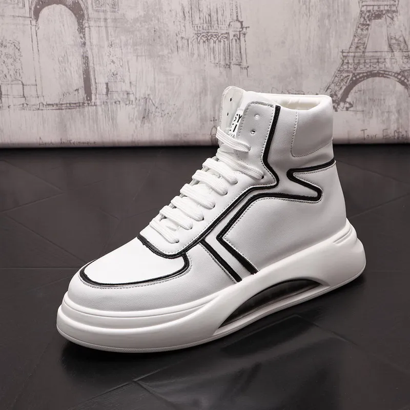 

Ботинки мужские высокие в британском стиле, повседневные короткие ботинки на толстой подошве, в стиле хип-хоп, для отдыха, на платформе, в ст...