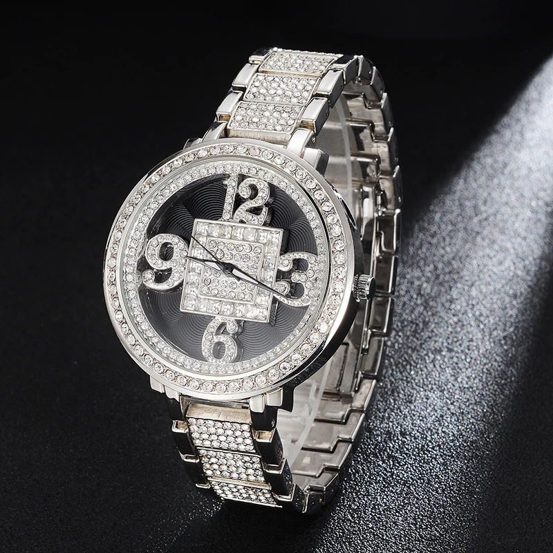 

D&Z Iced Out Bling Diamond Watch Quartz Fashion Square Couple Watch Wrist Jewelry For Couple Zinc Alloy Watch