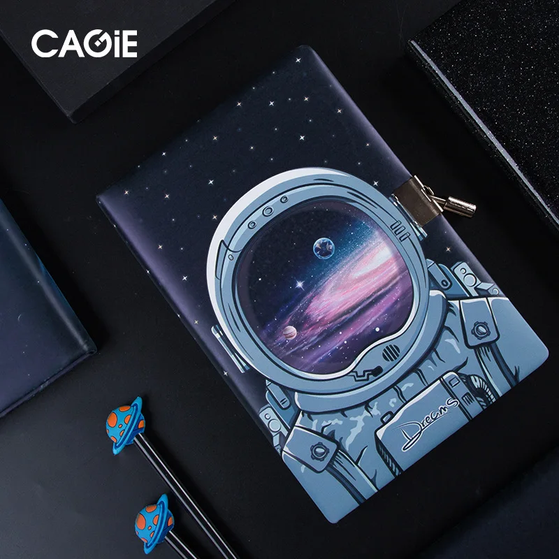 Космический ноутбук бумажная с замком портативная книга из искусственной кожи