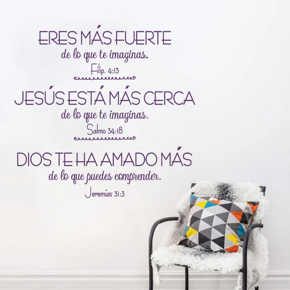 

Jeremias 31:3 Wall Decals Eres Más Fuerte Spanish Quotes Vinyl Stickers Removable Livingroom Bedroom Mural Decoration RU2324