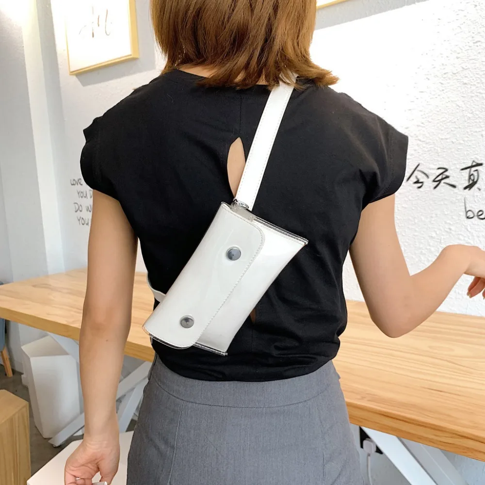 Women Waterproof Waist Bag Lether Jelly Chest Belt Bag PVC Ladies Transparent Crossbody Chain Bags Fashion Fanny Pack a08