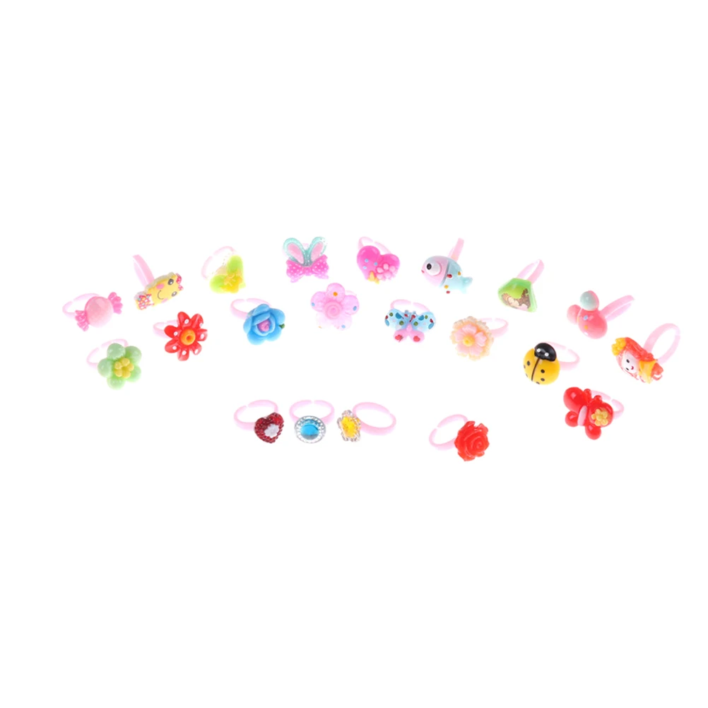 

10 шт., детские пластиковые кольца с цветами