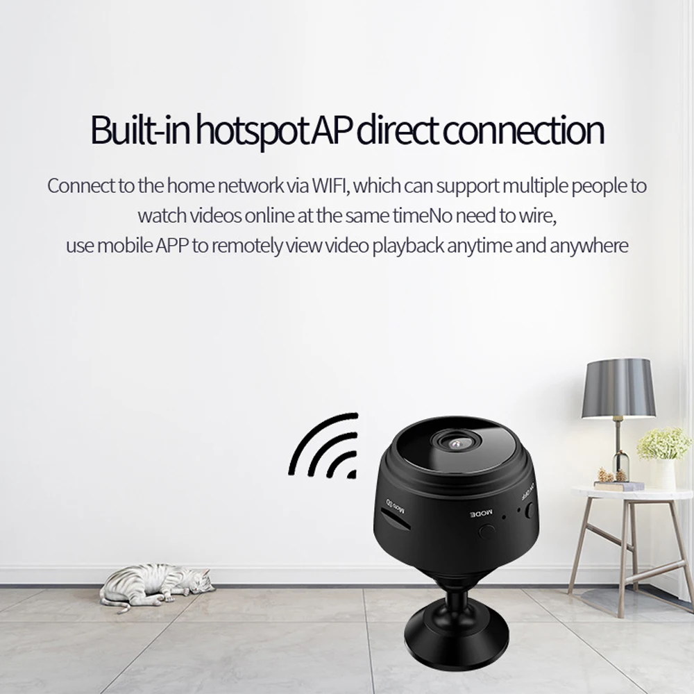 

A9 webcam WIFI Remote Camera Wide-angle Home Security Night Vision Camera 1080P HD Camera with Magnetic Installation Black