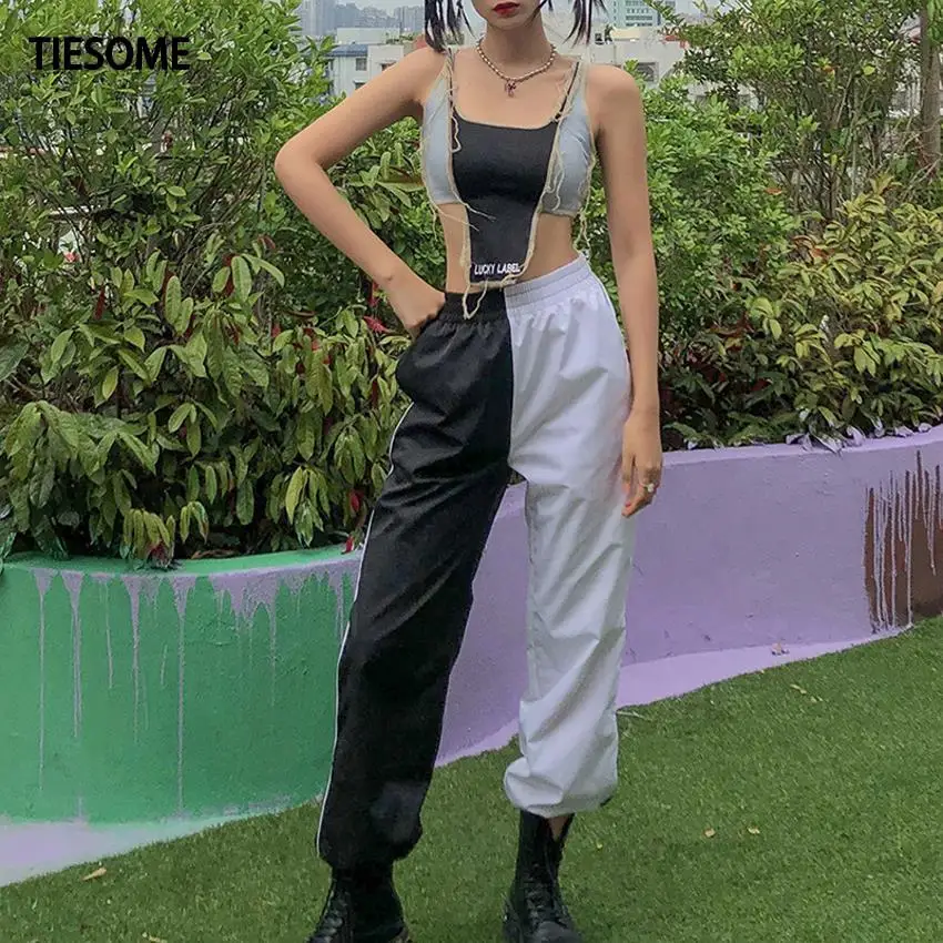 TIESOME lucky Alphabet graphics Vest women cool crop top 2020 summer sleeveless Patchwork tops street casual wear female new | Женская