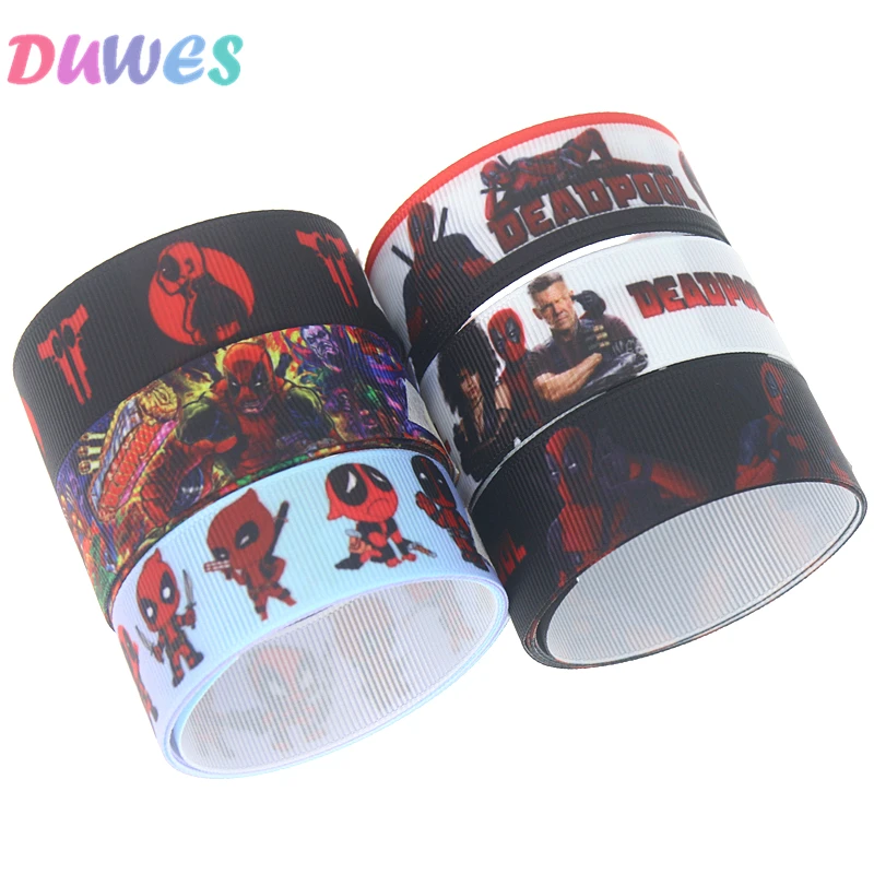 DUWES 50 ярдов герой напечатанный Grosgrain ленточный аксессуар Hairbow головной убор украшение «сделай сам» оптом OEM D1158