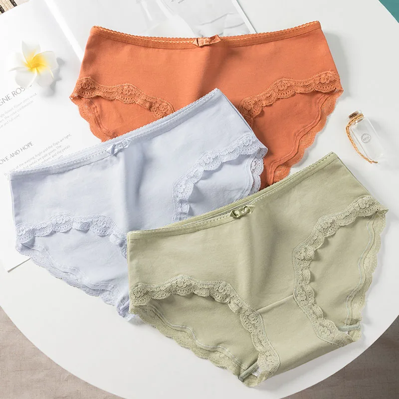 Женские хлопковые трусики со средней талией Wasteheart оранжевые синие нижнее белье