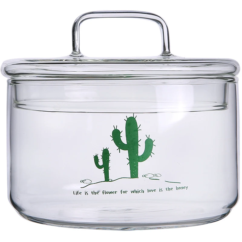 

Transparent Heat-resistant Glass Jars Nordic Flamingo DIY Candy Ice Cream Salad Storage Bottles Quality Non Spill Kitchen Bowls