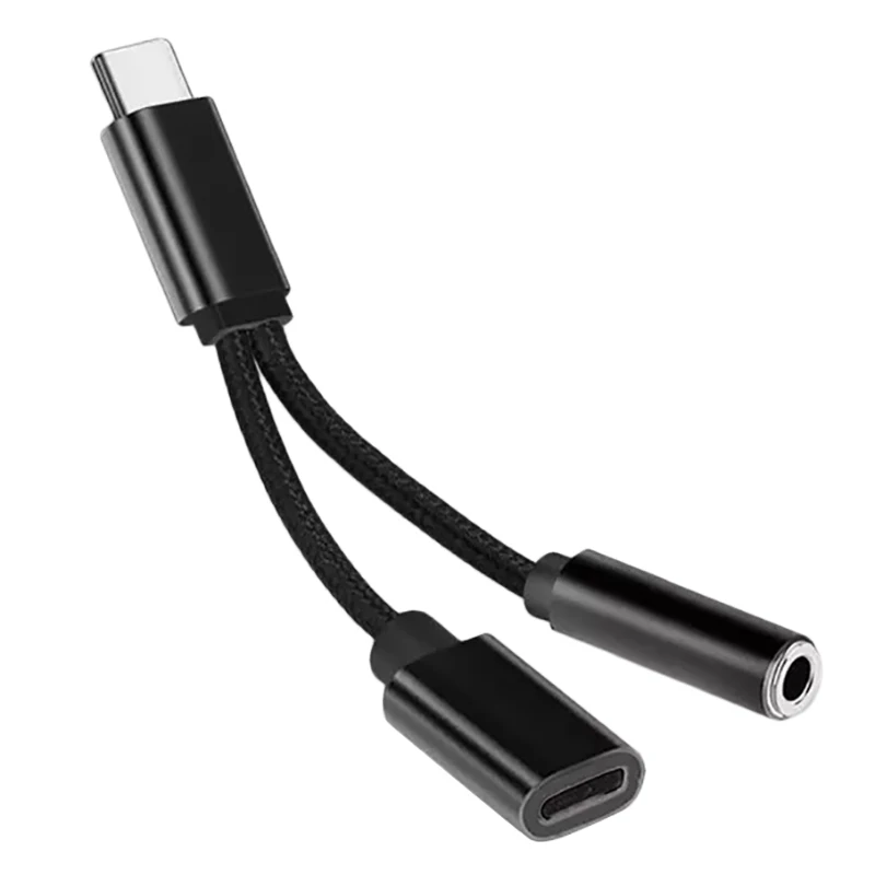 2 в 1 Тип C адаптер для наушников USB разветвитель Jack AUX o зарядный конвертер Huawei Samsung