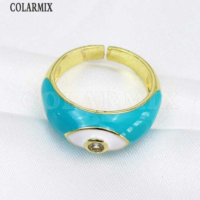 

6 Pcs Enamel Rings Fashion Mix color Jewelry rings jewelry Eyes party ring Mix color Jewelry rings 52054