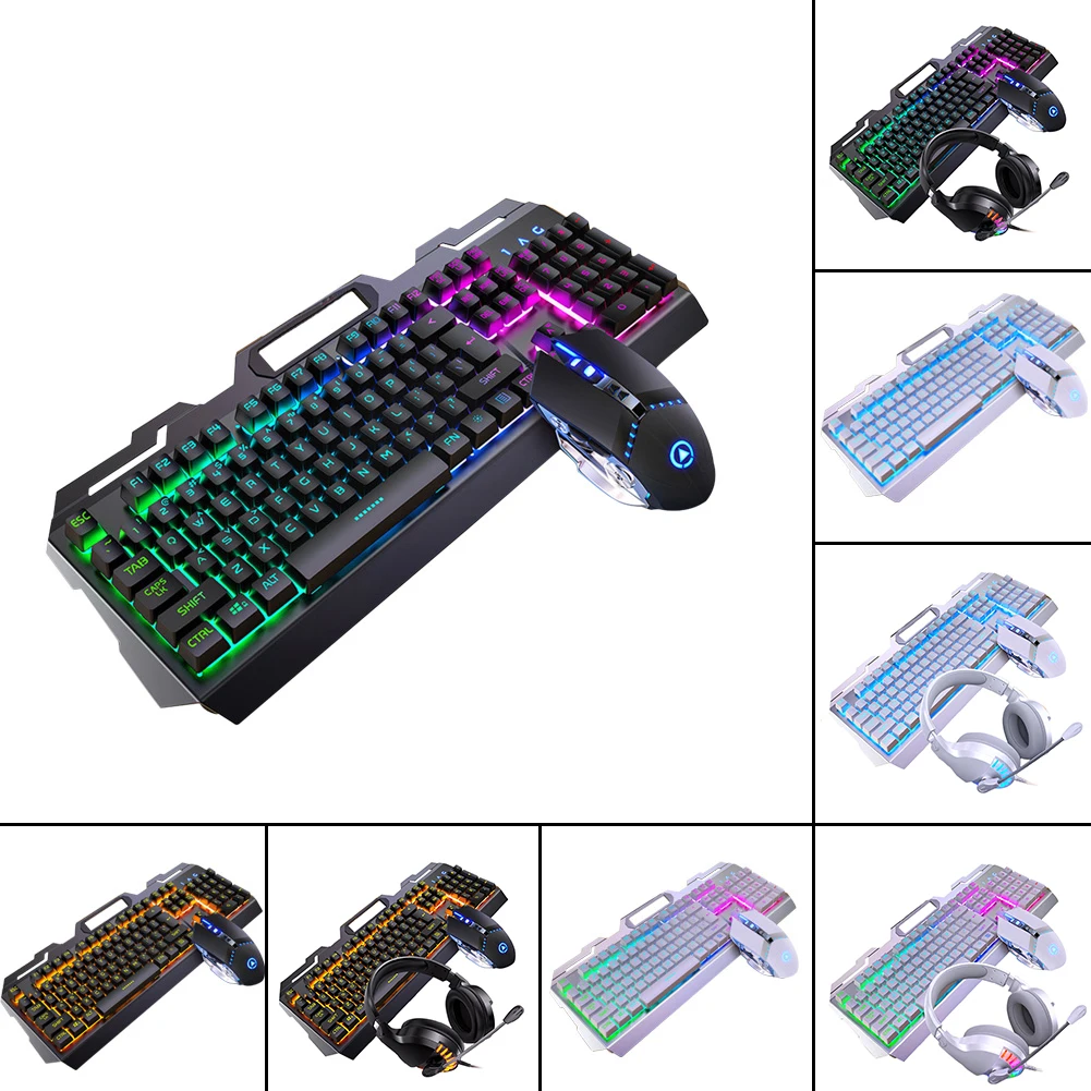 

Home Desktop Universal LED Backlight Portable Gaming Keyboard Mouse Set Computer Game Durable PC Mechanical For Laptop USB Wired