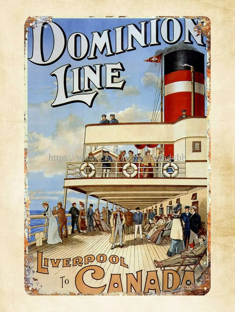 

1904 Dominion Line Liverpool to Canada metal tin sign our home decor