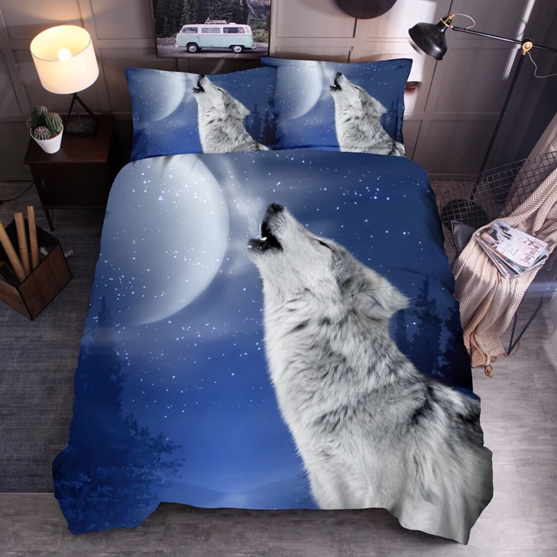 Комплект постельного белья LOVINSUNSHINE с объемным изображением волка пододеяльник