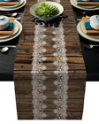 Деревянная текстура, кружево, узор, коричневый, деревенский, настольный бегун для дома, столовой, Декор, скатерть, свадебная, Рождественская вечеринка, настольный бегун s
