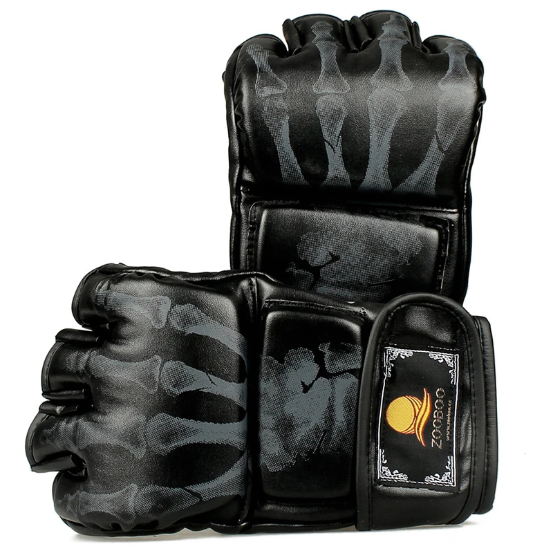 

1 Pair MMA Boxing Gloves Half finger Muay Thai PU Leather Tiger Claw Boxeo Training Gloves Free Fight Equipment S2313