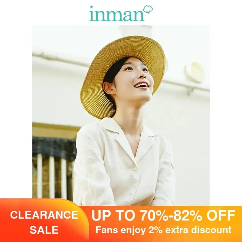 INMAN Новое поступление 2019 прозрачная льняная блузка с воротником лацканами и