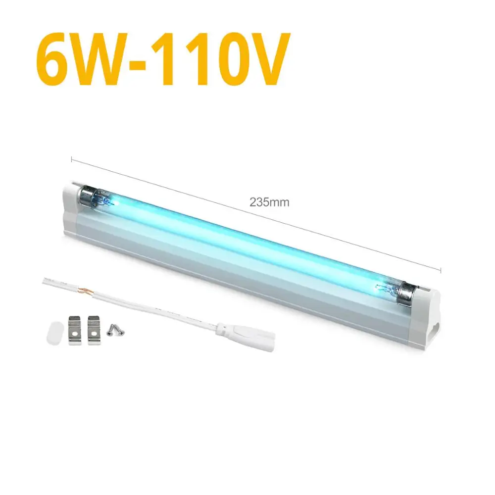 6W 110V No Plug Домашний стерилизационный светодиодный светильник T5 УФ ультрафиолетовая лампа кварцевый бактерицидный светильник для удаления клещей 220 В 110 в ЕС и США дезинфекционная лампа - Испускаемый цвет: 6W 110V No Plug