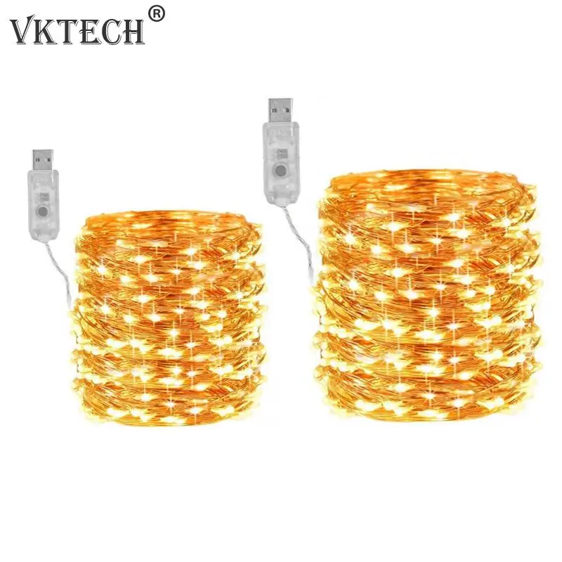 

12/22m 100/200LED USB Copper Wire String Light Fairy Garland Wedding Home Decorative Lamp Christmas Decorations for Home
