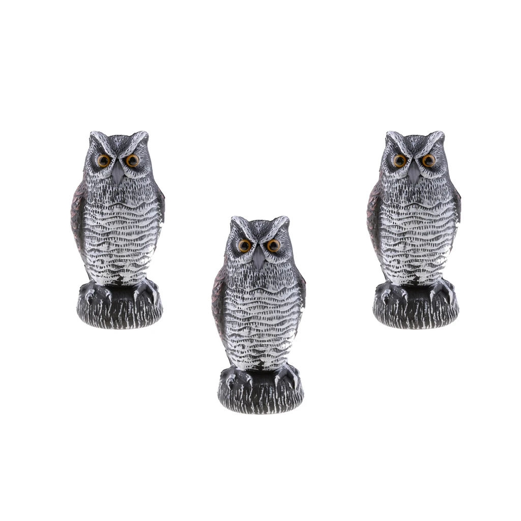 

3Pcs Large Great Horned Owl Decoy Bird Rodent Repellent Garden Yard Lawn Decor