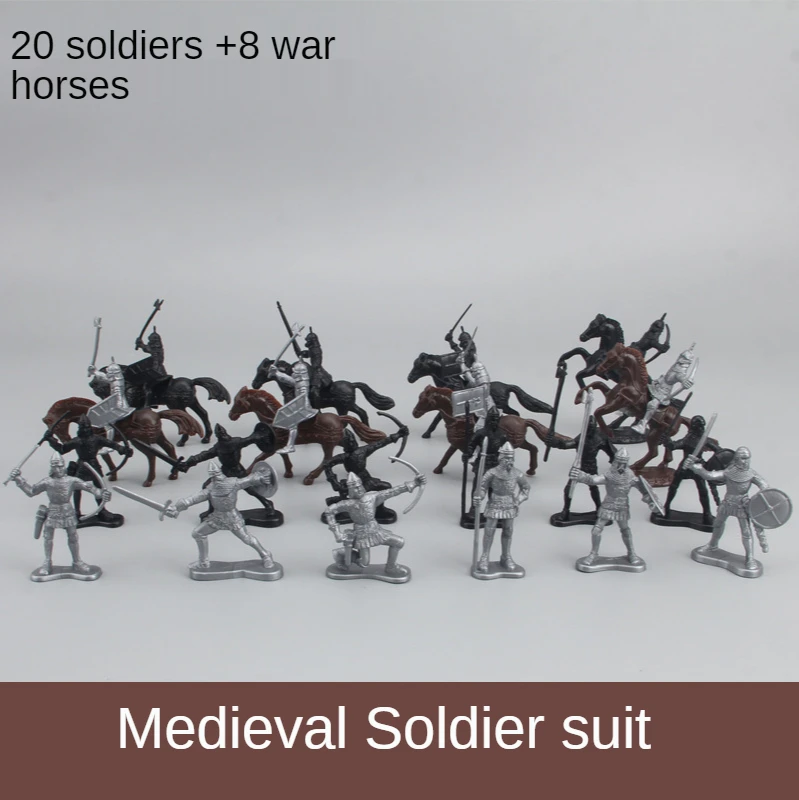 Minifiguras militares de bloques de construcci&oacute;n, adornos de guerra de Guerrero Medieval, soldado militar, juguetes, 28 Uds./60 uds./lote-4