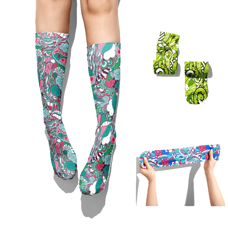 

Color Flower Stripe Cotton Women Socks Harajuku Funny Casual Novelty Breathable Socks Summer Fall High Ankle Girl Socks Female