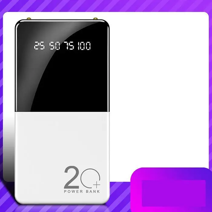 Power Bank 20000mAh портативное зарядное устройство зеркало внешняя Внешняя батарея свет банк питания Pverbank для Xiaomi iPhone samsung