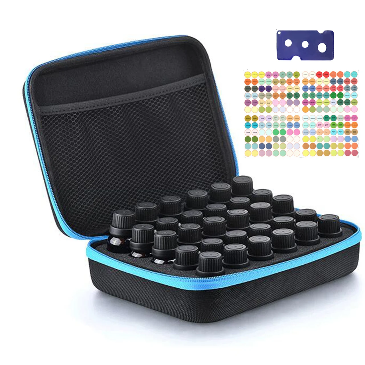 

30 отверстий ящик для хранения эфирного масла путешествия ударопрочный EVA чехол для переноски Органайзер с этикетками наклейки открывалка д...