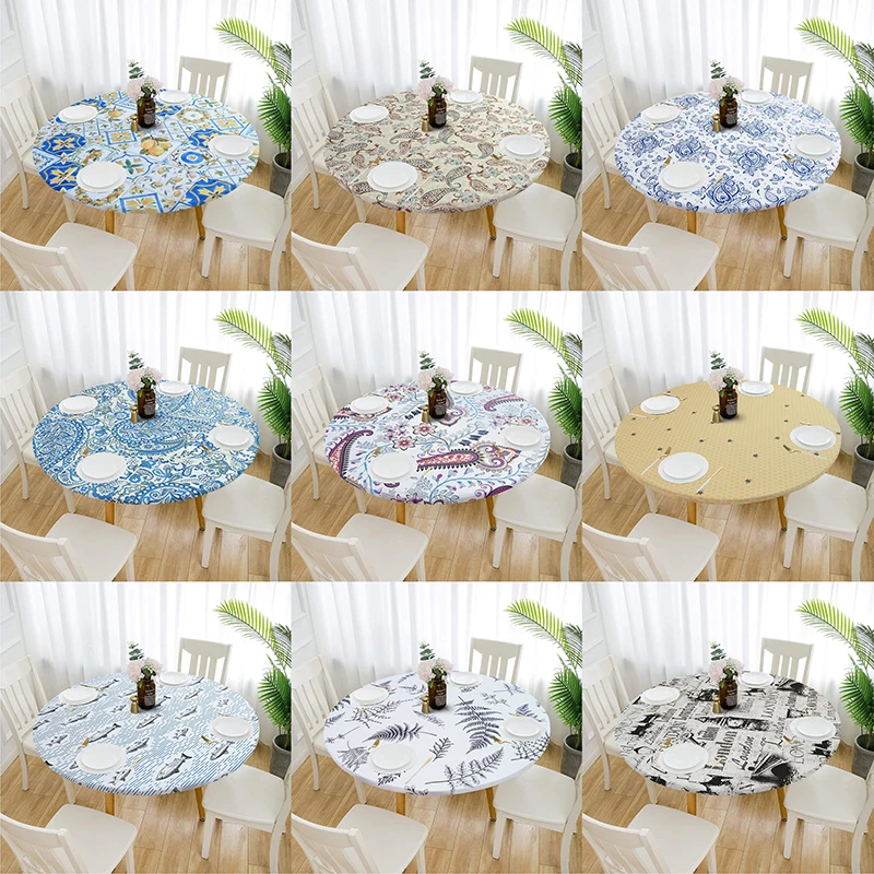 Виниловая круглая ПВХ скатерть с защитой от ожогов мягкая Водонепроницаемая для