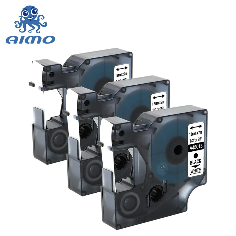 AIMO 3 шт. 45013 совместимый с Dymo Labelmanager 12 мм D1 черный на белом для Dymo Maker 45013 этикетки Ленточные картриджи