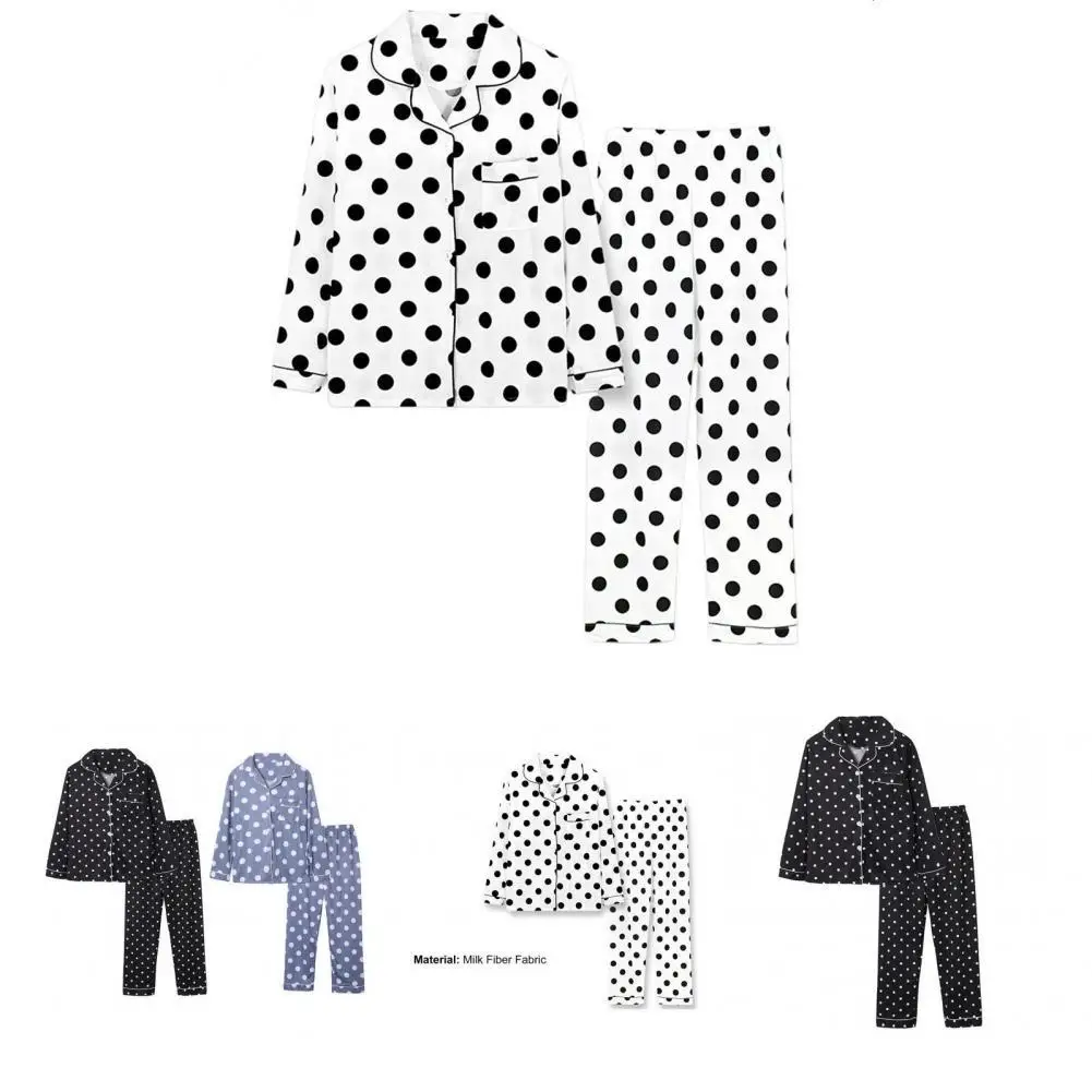 

Ultra Soft Trendy Single-Breasted Top Long Pants Two Piece Blouse Pants Set Lapel for Vacation