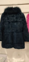 drop shipping wholesale women whole skin rabbit fur fox collar coat long sleeve plussize jacket