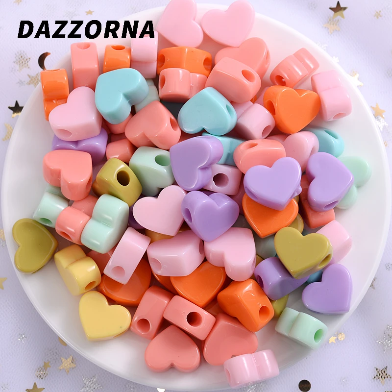 

New 10-60Pcs/Pack Cartoon Cute Love Shape Acrylic Beads Mixed Colors Loose Spacer Beads For Jewelry Making Diy Accessories