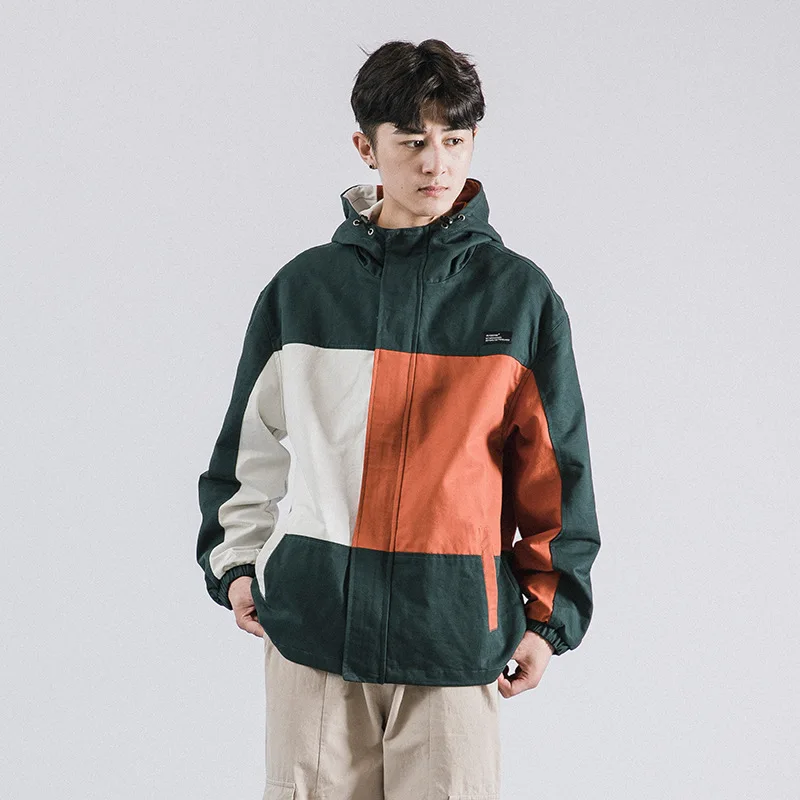 2019 уличная мужская куртка в стиле хип-хоп ветровка Ретро винтажный цветной блок