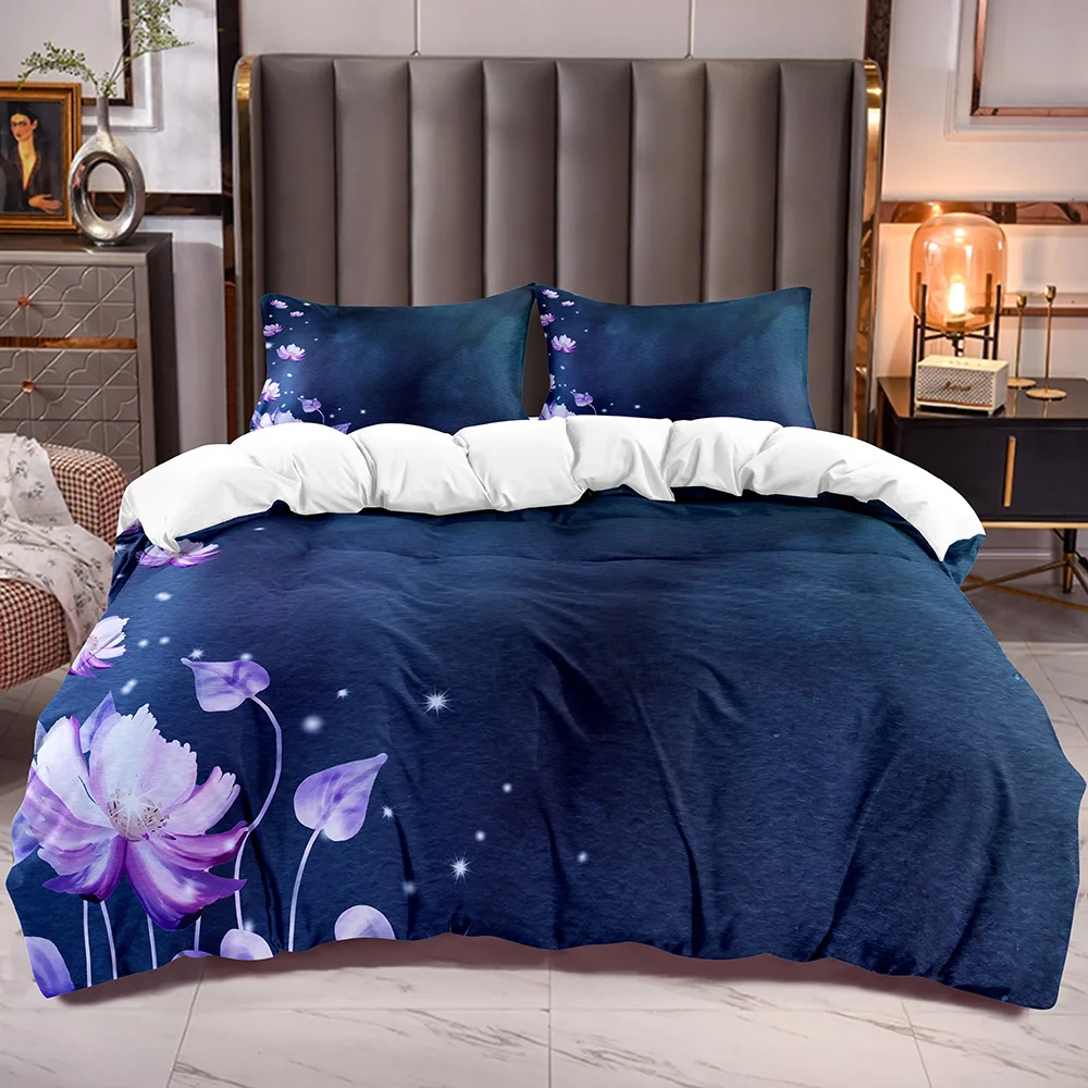 

Botanical Comforter Cover Floral Bedding Duvet Cover Flowers Pattern Zipper Closure Inside Corner Ties Duvet Cover Sets