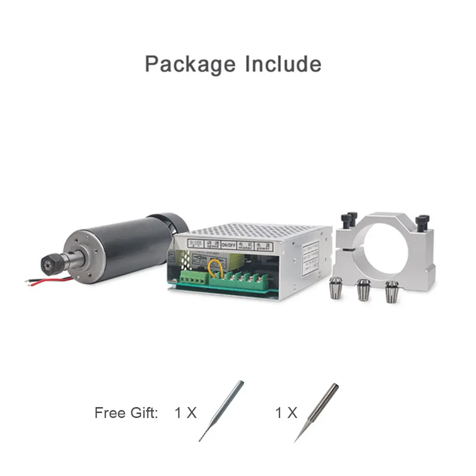 Package 6 Daedalus 500 Вт шпиндель с воздушным охлаждением 0,5 кВт с 110 В/220 В Регулируемый блок питания Mach3 52 мм зажим ER11 цанга Для гравировального станка - Цвет: Package 6