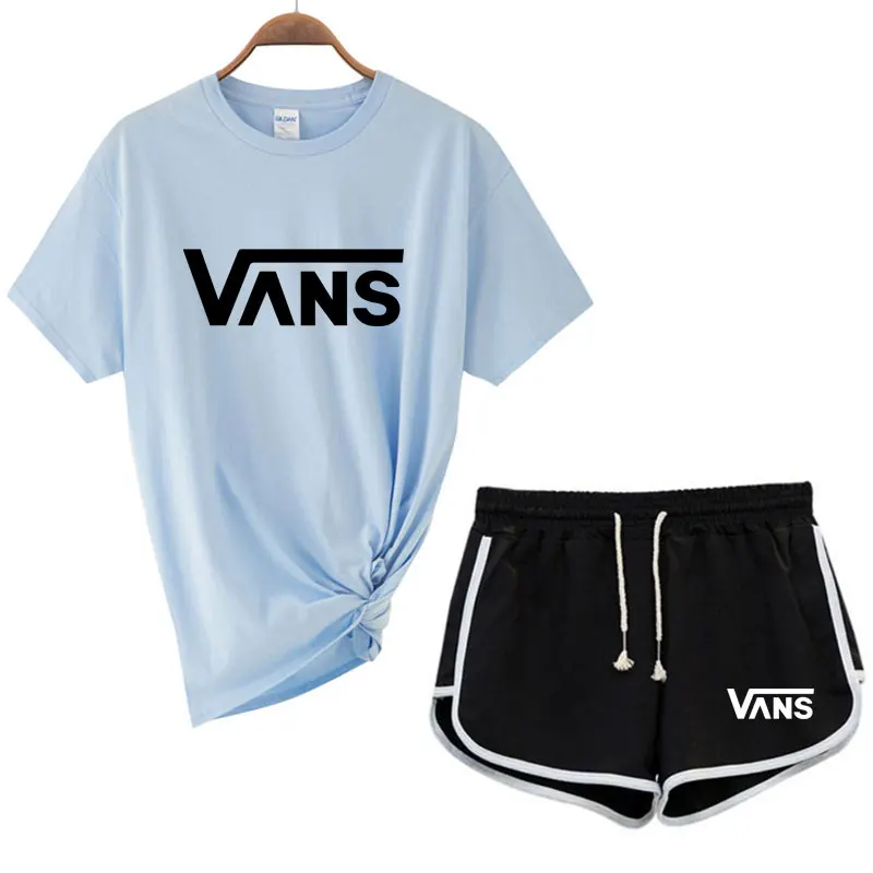 

2021 Women's Letter Printed T-shirt + Shorts Casual Men/women Sports Suit Shorts Fashion Brand Summer Running Sports Suit