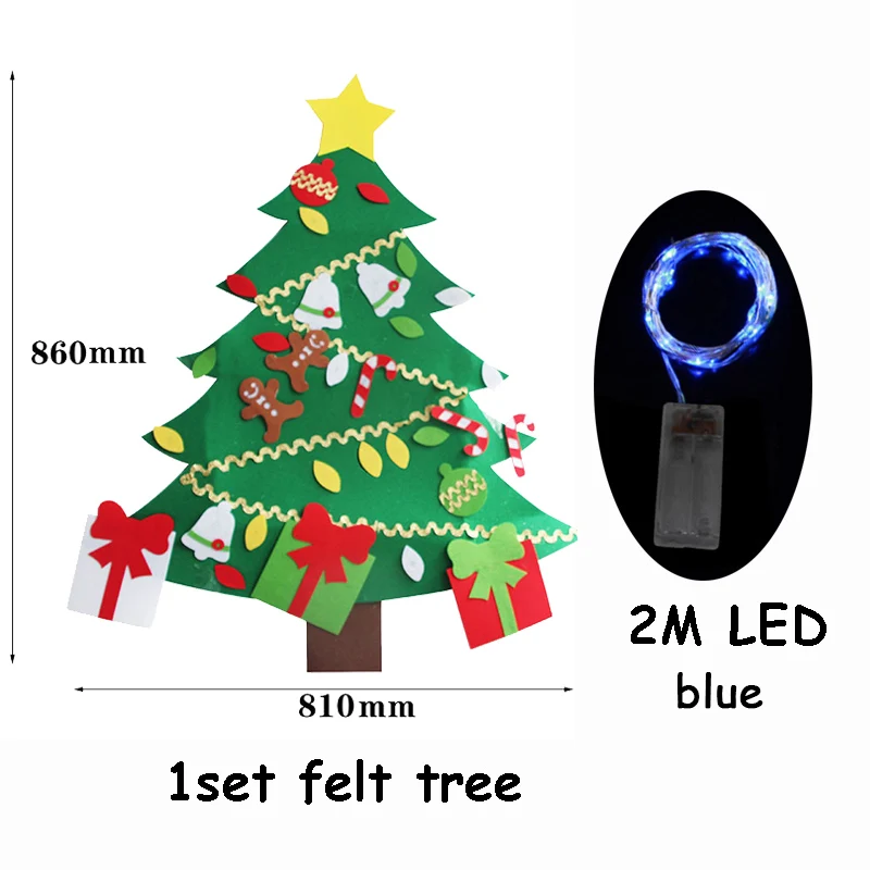 Christmas Tree 20 1 Набор 3D войлочная Рождественская елка с 2 м светодиодный светильник Рождественский подарок на год Navidad Natal для детей рождественские украшения для дома - Цвет: Christmas Tree 20