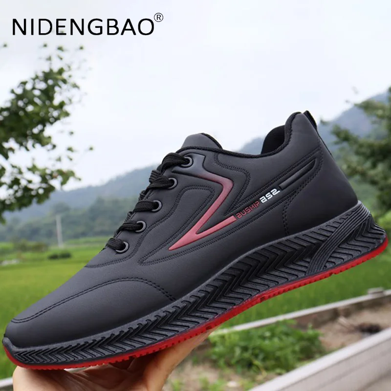 Autumn Winter Men Sneakers Running Shoes Thick Sole Lace Up Waterproof Outdoor Walking Sports Shoes Casual Footwear Gym Trainers