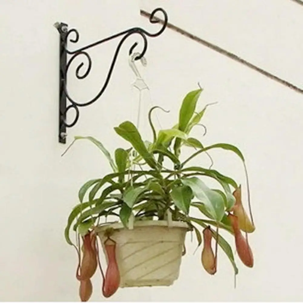 Balcony Wrought Iron Hook Wall-mounted Plant Flower Pots Decorative Shelf Hanging Basket Support Garden Art Crafts