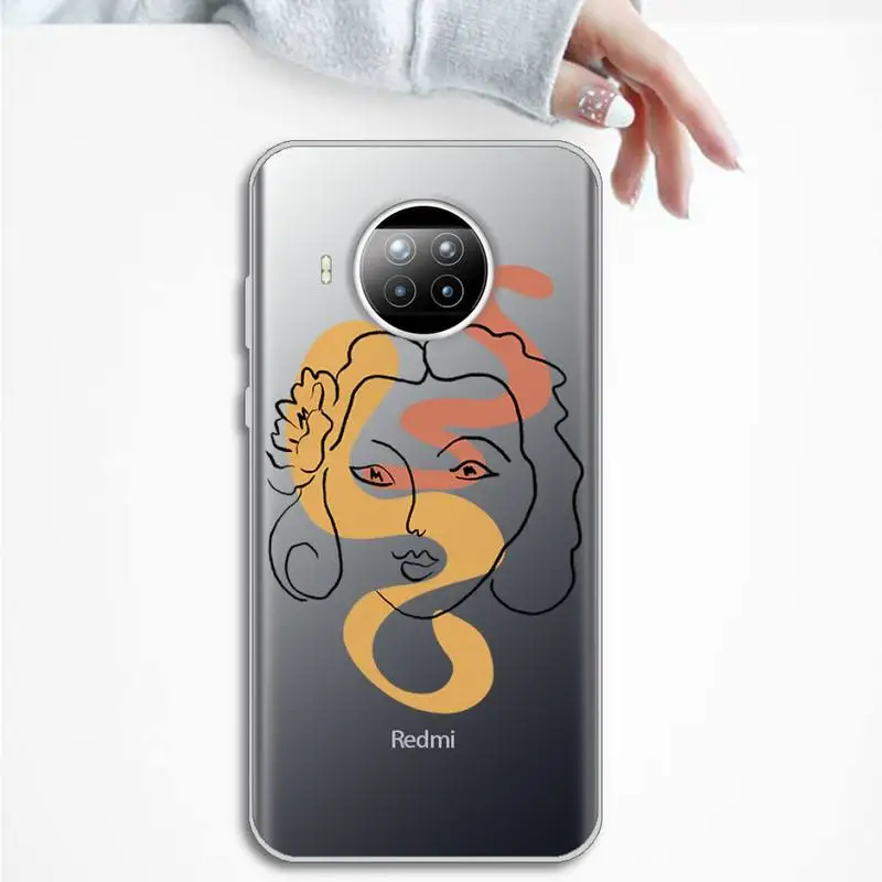 

New Funny Art Sketch Phone Case Transparent for Xiaomi mi Redmi note 10 t 8 9 pro lite 11 Samsung S 8 9 10 20