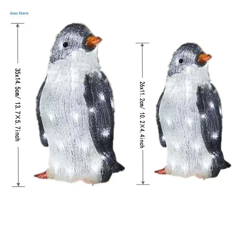3 Pcs/Set Light-Up Penguin Christmas Decorations Glowing Brightening Holiday Ornaments with LED Mini Lights | Дом и сад
