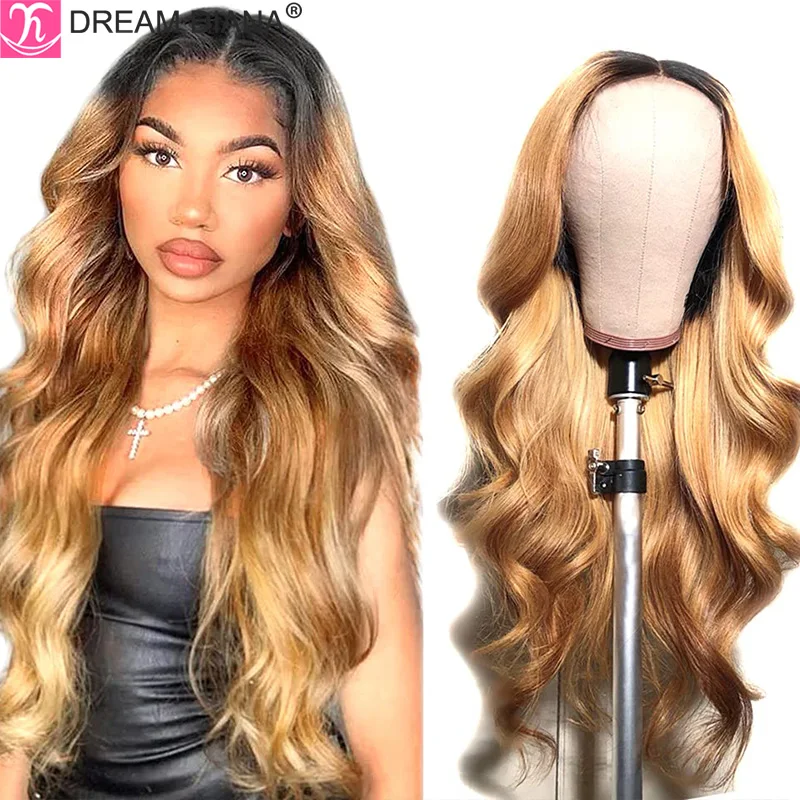 

DreamDiana Ombre Brazilian Body Wave Lace Frontal Wigs Remy Ombre Blonde 13x4 Frontal Lace Wigs 150 Density 100% Human Hair Wigs