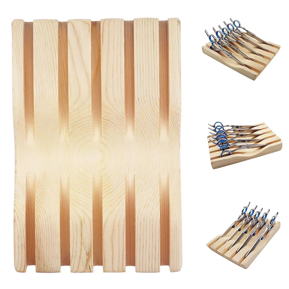 

Salon Barber Tools Holder Professional Wood Hair Scissors Case Shear Trimmer Rack Hairdresser Organizer Stand for Barber Salon