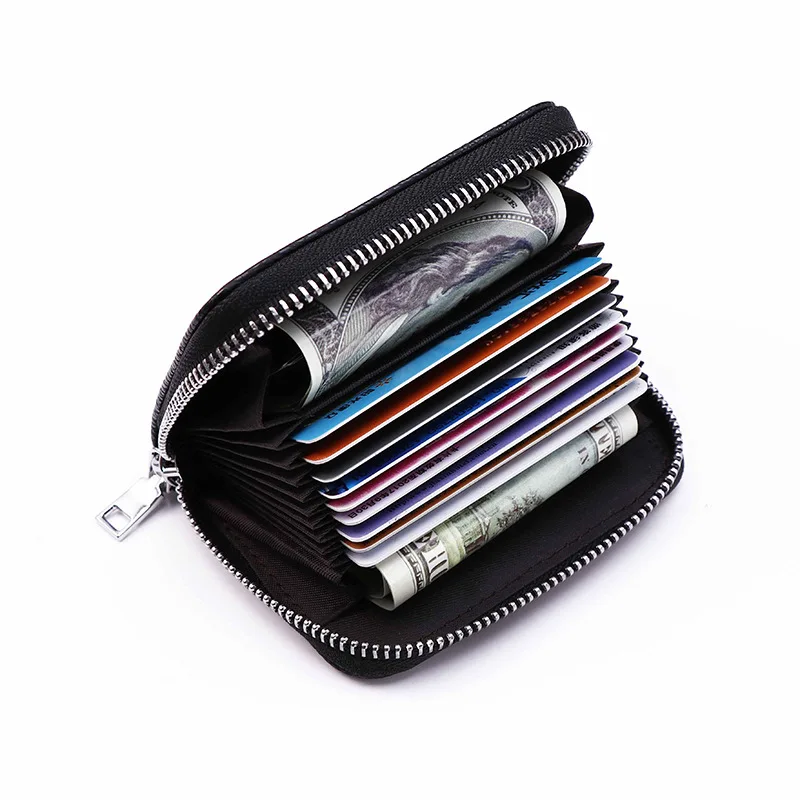

New 9 Bits Credit Cards Holder Zipper Wallet Women Leather Coin Purse Mini Handhold Card Case Organizer Bag