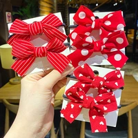 2021 new girls red butterfly knot hair rope love wave spot hair circle girl double horsetail head rope fashion hair accessories