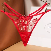 women underwear sexy panties transparent thong embroidery mesh seamless female lingerie sex thongs spaghetti hollow2234