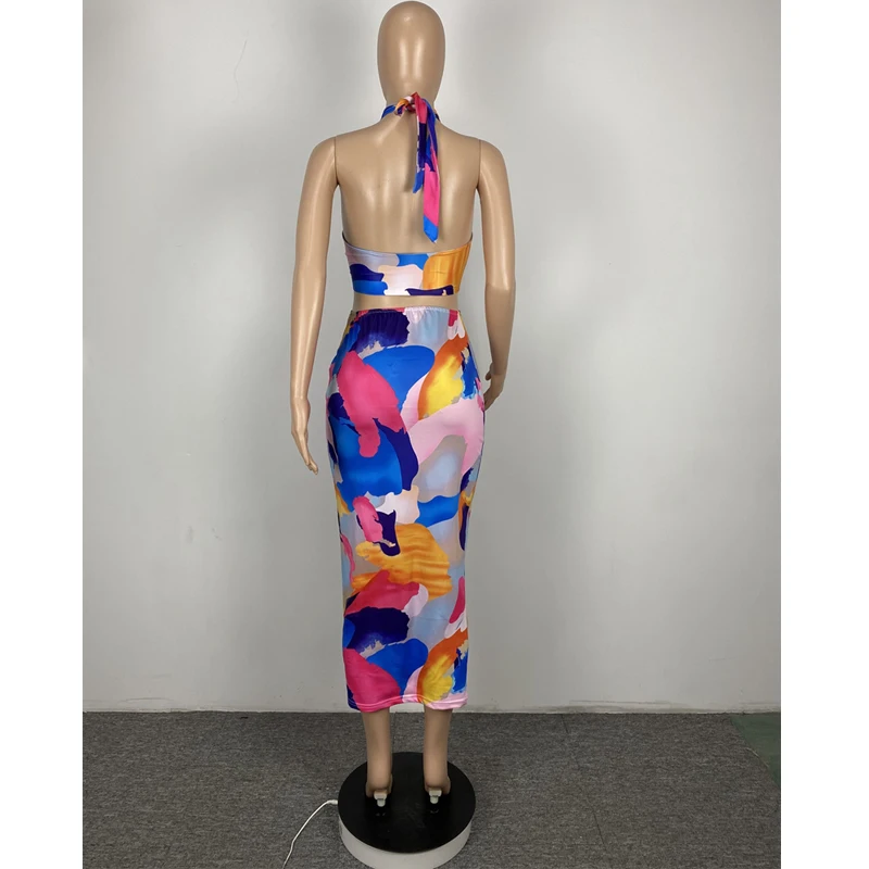 

HAOYUAN Sexy Two Piece Bodycon Midi Bandage Dress Summer Clothes for Women Birthday Outfits Backless Night Club Party Dresses