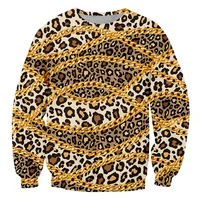 luxury leopard fashion tracksuit casual 3d printed men sweatshirts clothes long sleeve golden chain pullover oversize drop ship