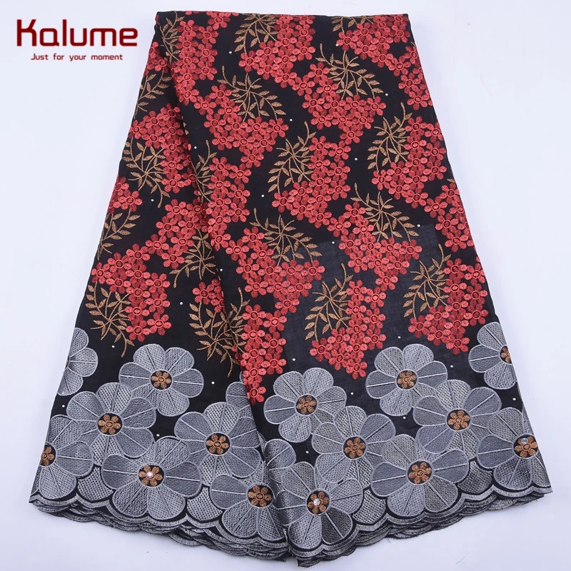 

Kalume African Cotton Lace Fabric Soft Nigerian Dress Swiss Voile Cotton Lace Fabric With Stones For Nigerian Wedding Party 1945